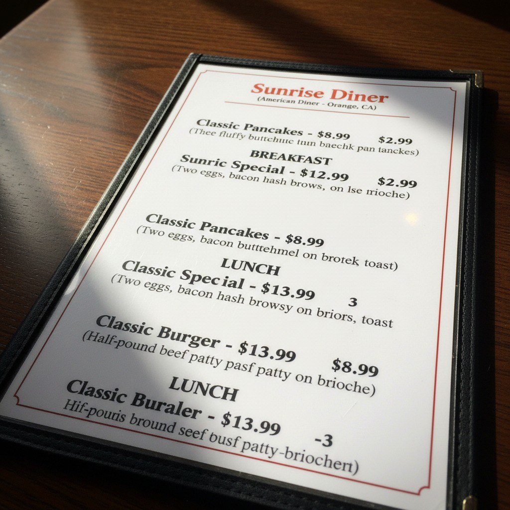 Menu photo from David K.